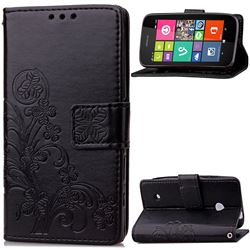Embossing Imprint Four-Leaf Clover Leather Wallet Case for Nokia Lumia 530 - Black