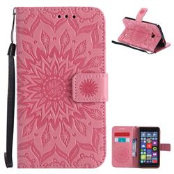 Embossing Sunflower Leather Wallet Case for Nokia Lumia 640 N640 - Pink