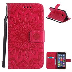 Embossing Sunflower Leather Wallet Case for Nokia Lumia 640 N640 - Red