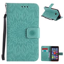 Embossing Sunflower Leather Wallet Case for Nokia Lumia 640 N640 - Green