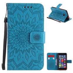 Embossing Sunflower Leather Wallet Case for Nokia Lumia 640 N640 - Blue