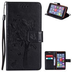 Embossing Butterfly Tree Leather Wallet Case for Nokia Lumia 640 N640 - Black