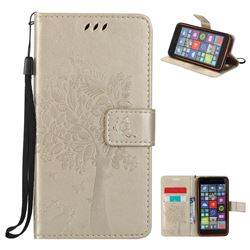 Embossing Butterfly Tree Leather Wallet Case for Nokia Lumia 640 N640 - Champagne