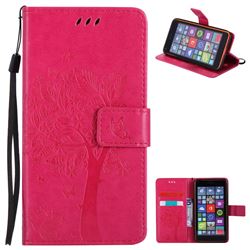 Embossing Butterfly Tree Leather Wallet Case for Nokia Lumia 640 N640 - Rose
