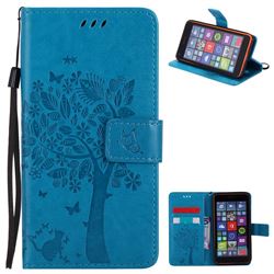 Embossing Butterfly Tree Leather Wallet Case for Nokia Lumia 640 N640 - Blue