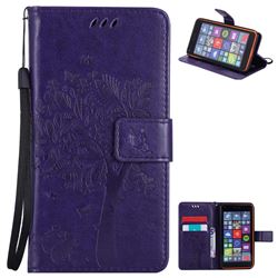 Embossing Butterfly Tree Leather Wallet Case for Nokia Lumia 640 N640 - Purple