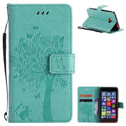 Embossing Butterfly Tree Leather Wallet Case for Nokia Lumia 640 N640 - Cyan