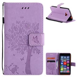 Embossing Butterfly Tree Leather Wallet Case for Nokia Lumia 640 N640 - Violet