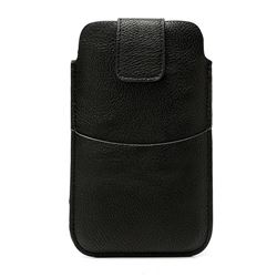 Leather Pouch Case for Samsung Galaxy Note 2 / Note II N7100 with Belt Clip and Card Slot - Black