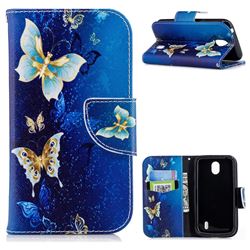 Golden Butterflies Leather Wallet Case for Nokia 1