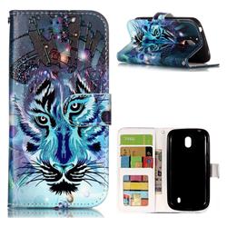 Ice Wolf 3D Relief Oil PU Leather Wallet Case for Nokia 1