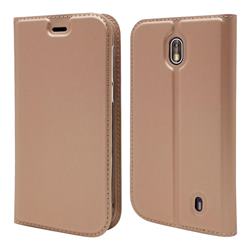 Ultra Slim Card Magnetic Automatic Suction Leather Wallet Case for Nokia 1 - Rose Gold