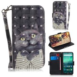 Cat Embrace 3D Painted Leather Wallet Phone Case for Nokia 1.3