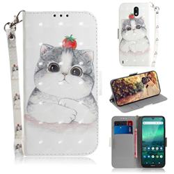 Cute Tomato Cat 3D Painted Leather Wallet Phone Case for Nokia 1.3