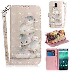 Three Squirrels 3D Painted Leather Wallet Phone Case for Nokia 1.3