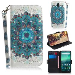 Peacock Mandala 3D Painted Leather Wallet Phone Case for Nokia 1.3