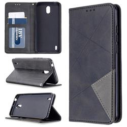 Prismatic Slim Magnetic Sucking Stitching Wallet Flip Cover for Nokia 1.3 - Black
