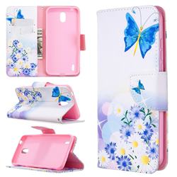 Butterflies Flowers Leather Wallet Case for Nokia 1.3