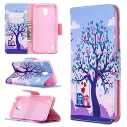 Tree and Owls Leather Wallet Case for Nokia 1.3