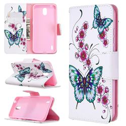 Peach Butterflies Leather Wallet Case for Nokia 1.3