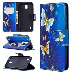 Golden Butterflies Leather Wallet Case for Nokia 1.3