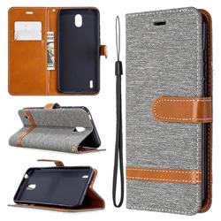 Jeans Cowboy Denim Leather Wallet Case for Nokia 1.3 - Gray