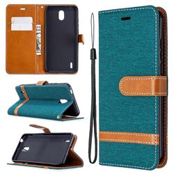 Jeans Cowboy Denim Leather Wallet Case for Nokia 1.3 - Green