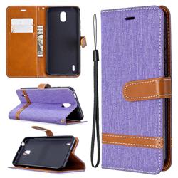 Jeans Cowboy Denim Leather Wallet Case for Nokia 1.3 - Purple