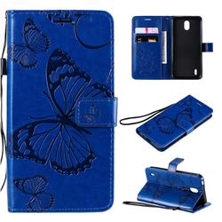 Embossing 3D Butterfly Leather Wallet Case for Nokia 1.3 - Blue