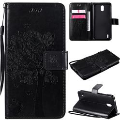 Embossing Butterfly Tree Leather Wallet Case for Nokia 1.3 - Black