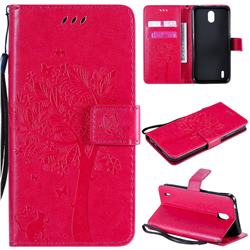 Embossing Butterfly Tree Leather Wallet Case for Nokia 1.3 - Rose