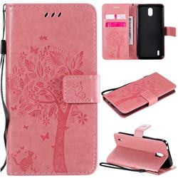 Embossing Butterfly Tree Leather Wallet Case for Nokia 1.3 - Pink