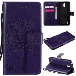 Embossing Butterfly Tree Leather Wallet Case for Nokia 1.3 - Purple