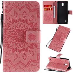 Embossing Sunflower Leather Wallet Case for Nokia 1.3 - Pink