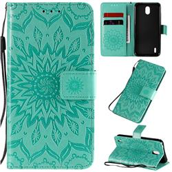 Embossing Sunflower Leather Wallet Case for Nokia 1.3 - Green