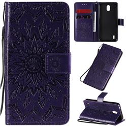 Embossing Sunflower Leather Wallet Case for Nokia 1.3 - Purple