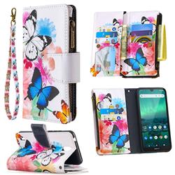 Vivid Flying Butterflies Binfen Color BF03 Retro Zipper Leather Wallet Phone Case for Nokia 1.3