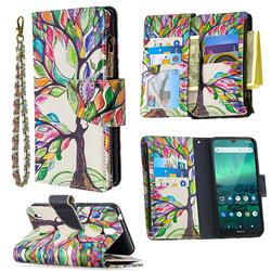 The Tree of Life Binfen Color BF03 Retro Zipper Leather Wallet Phone Case for Nokia 1.3