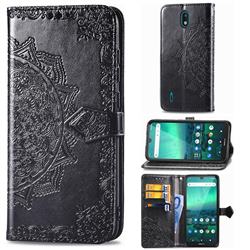 Embossing Imprint Mandala Flower Leather Wallet Case for Nokia 1.3 - Black