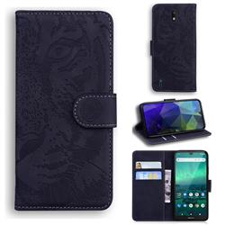 Intricate Embossing Tiger Face Leather Wallet Case for Nokia 1.3 - Black