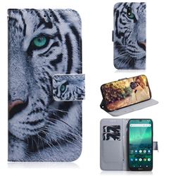 White Tiger PU Leather Wallet Case for Nokia 1.3