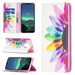Sun Flower Slim Magnetic Attraction Wallet Flip Cover for Nokia 1.4