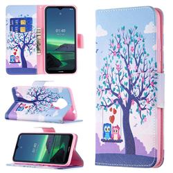 Tree and Owls Leather Wallet Case for Nokia 1.4