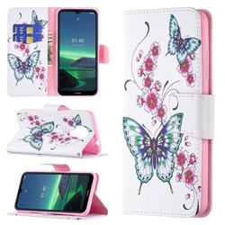 Peach Butterflies Leather Wallet Case for Nokia 1.4