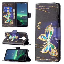 Golden Shining Butterfly Leather Wallet Case for Nokia 1.4
