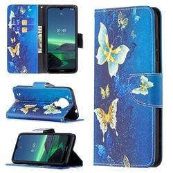 Golden Butterflies Leather Wallet Case for Nokia 1.4