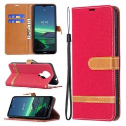 Jeans Cowboy Denim Leather Wallet Case for Nokia 1.4 - Red