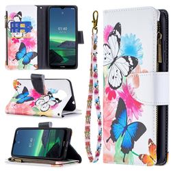 Vivid Flying Butterflies Binfen Color BF03 Retro Zipper Leather Wallet Phone Case for Nokia 1.4