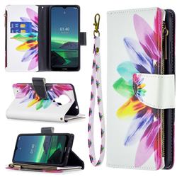 Seven-color Flowers Binfen Color BF03 Retro Zipper Leather Wallet Phone Case for Nokia 1.4