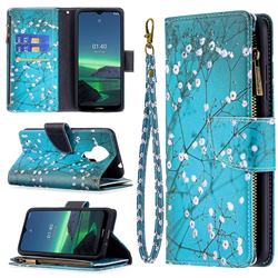 Blue Plum Binfen Color BF03 Retro Zipper Leather Wallet Phone Case for Nokia 1.4